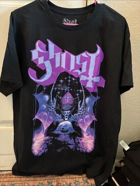 Ost Black Tee with Purple and Lavender Graphic